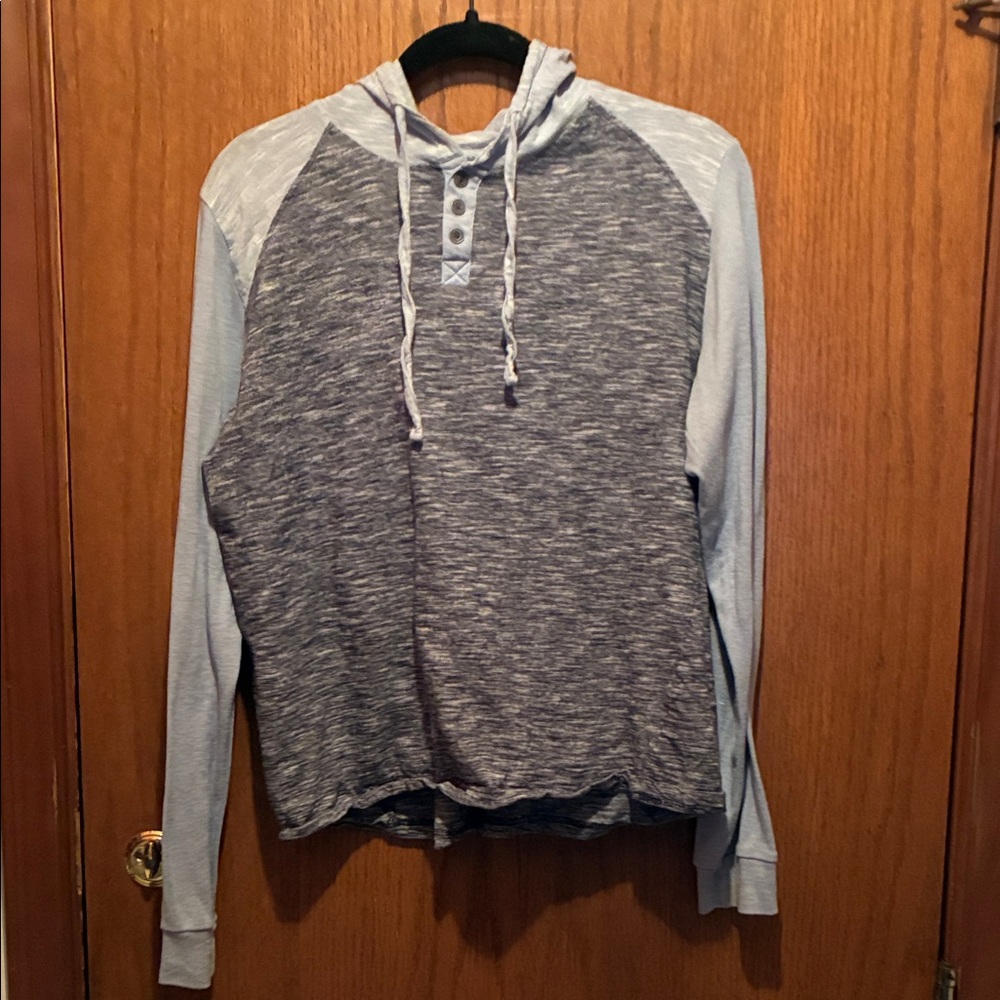 Men's Gray and Light Blue Hoodie Shirt